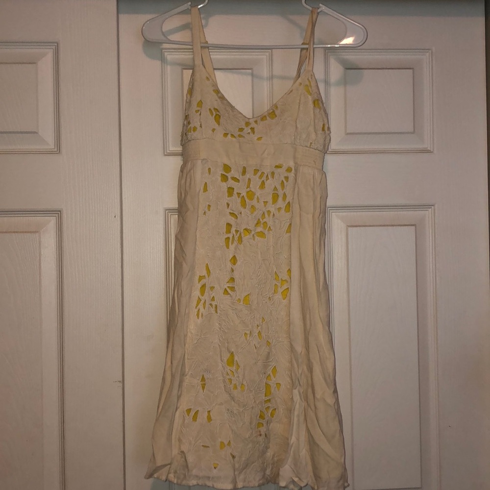 White and yellow flowy dress